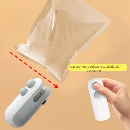{Dapat digunakan kembali} Bajiss Snack Sealer Mini Food Pelestarian Plastik Sealer Portable - 2 in 1 Segel / Buka Dual Use 3