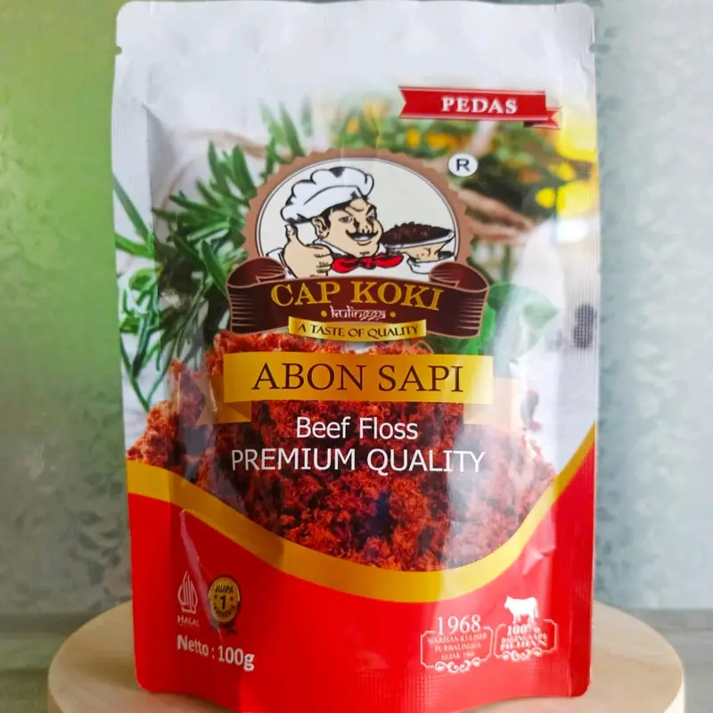 Abon Sapi Premium Beef Floss Kemasan Standing Pouch 100 Gram Crispy Crunchy Enak Original Pedas Food 1