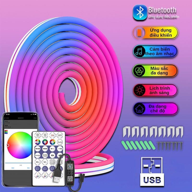 Product Introduction of Dây Đèn Led  5V Thay Đổi Màu Sắc Kèm Điều Khiển Bluetooth  Trang Trí Phòng Khách/ Phòng Ngủ đèn  bàn denled lighting đèn led denled  lighting mart dentrang  trinoel dây  led 220v neon day  led nhịp tim đèn led phát điện đèn  led uốn dẻo đèn  led flex 5