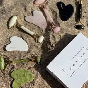 MORPIO FACE ROLLER & GUASHA NATURAL STONE | JADE | ROSEQUARTZ | BLACK OBSIDIAN | WHITE JADE