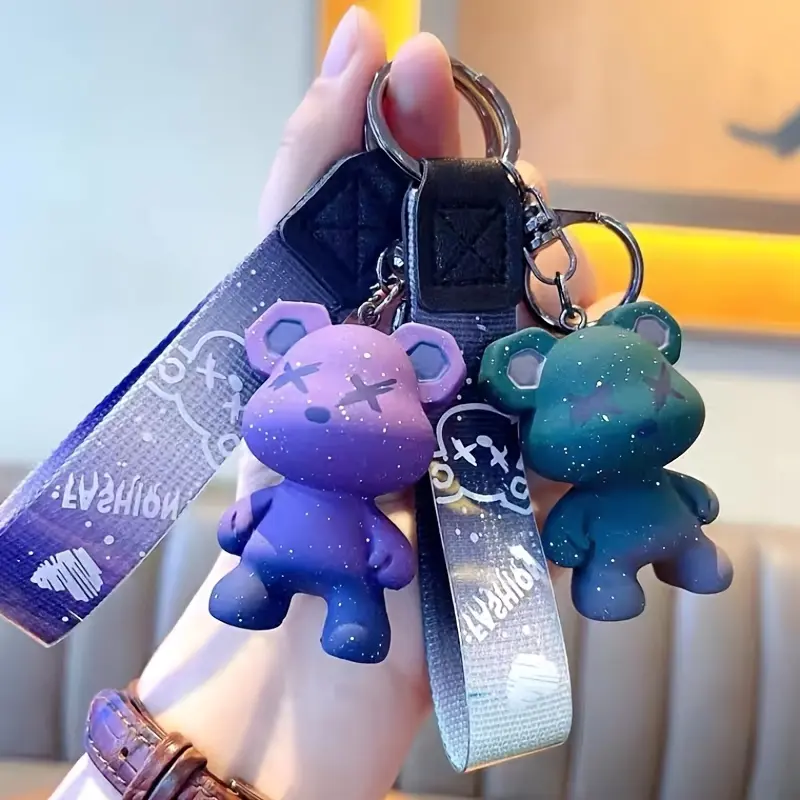 Violent Bear Keychain Pendant Female Couple Graffiti Bear Male Car Keychain Creative Holiday Small Gift Pendant,Nordic Chameleon Violent Bear Keychain Bag Pendant Backpack Doll Pendant
