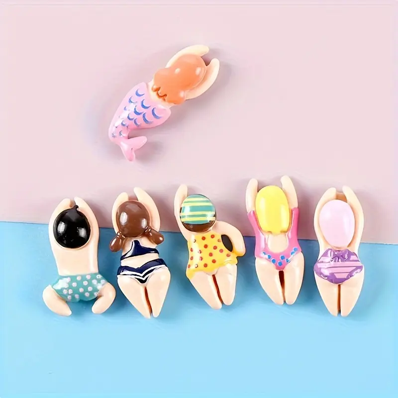 6pcs Refrigerator Magnets, Cute Beach Swimming Decorative Refrigerator Magnets, Personalized Kitchen Refrigerator Magnets, Office Whiteboard Cabinet and Dishwasher Decorations, Kitchen Decoration, Home Decoration