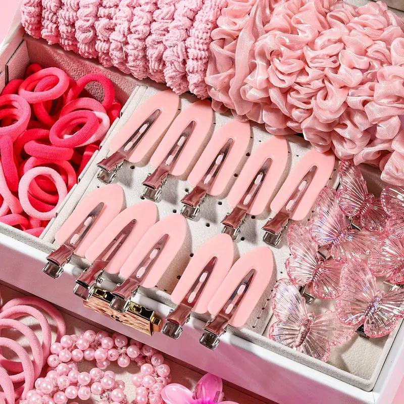 144-piece Bohemian Style Women's Hair Accessories Set - Includes Large Fabric Hair Ties and Clips, Suitable for Daily Wear and Gift Giving, Shower and Makeup Essentials, Cute, Multifunctional, Sweet 6