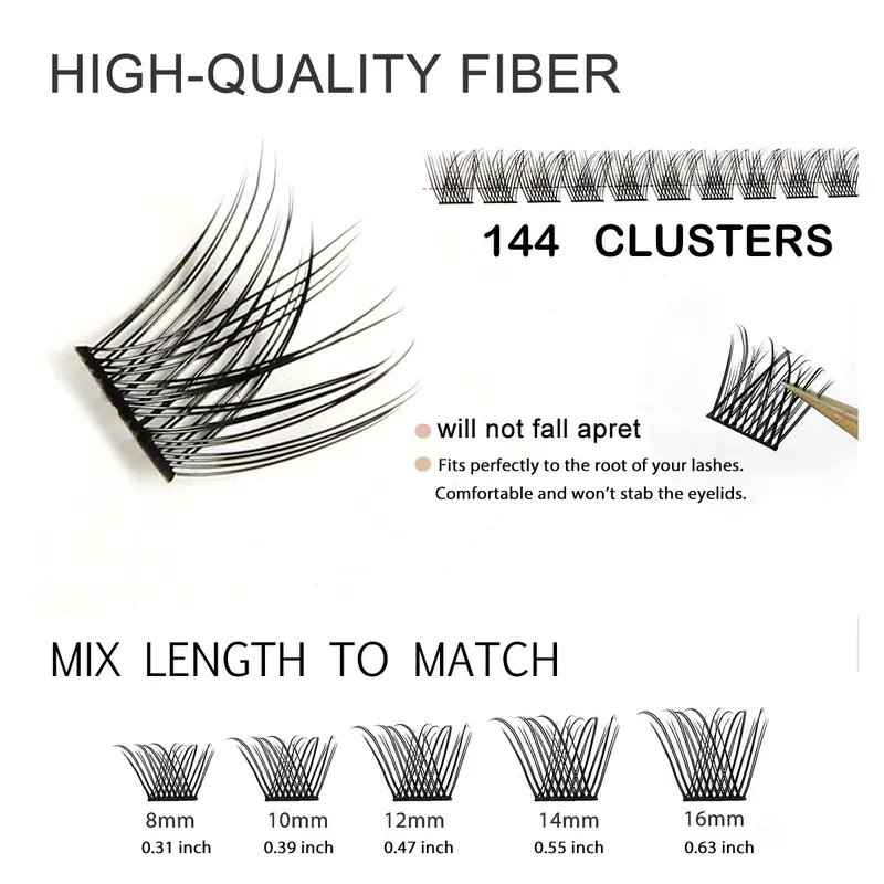 Natural Look Eyelash Extensions, 1 Box C/D Curl Individual Cluster False Eyelashes, Portable Makeup Tool for Women 4