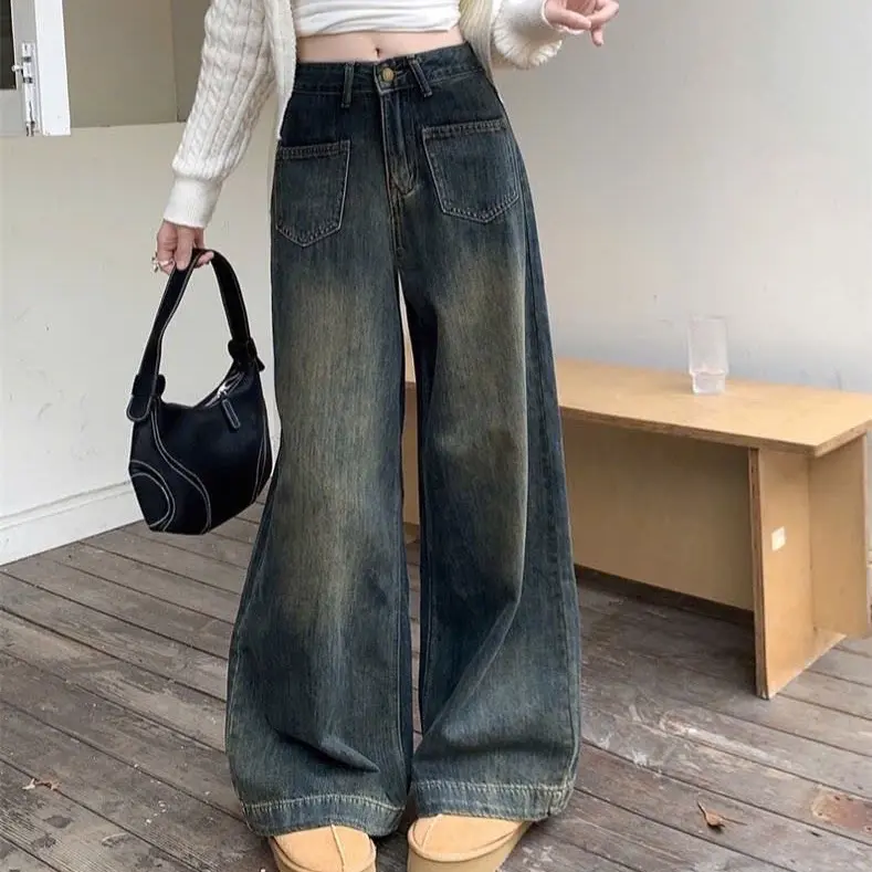 Quần suông jean nữ women gấu to túi đằng trước hottreend  hack dáng,phong cách trẻ chung ,bản mới 2025