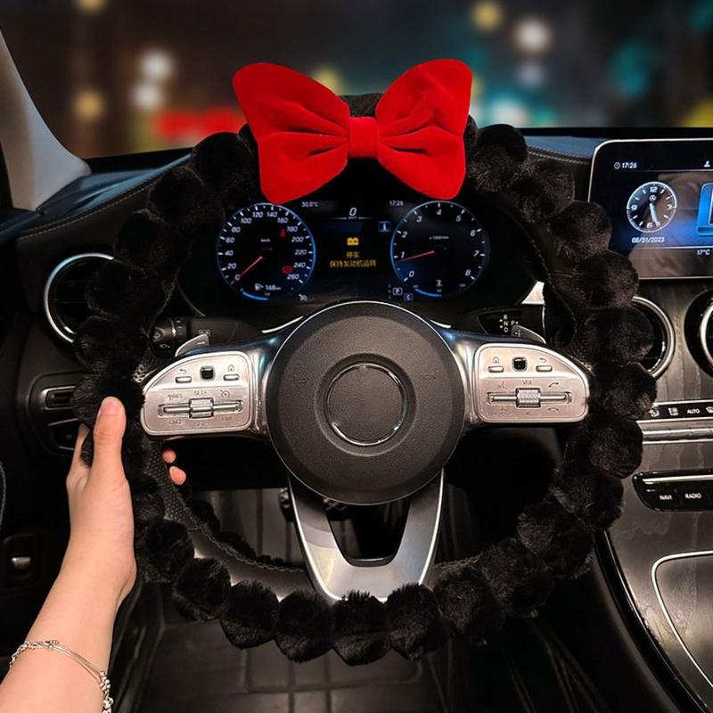 DEKALI Breathable Plush Car Steering Wheel Cover Anti-slip Inner Ring Steer Wheel Protector Cover Universal Warm Steering Wheel Sleeve Automobile 6