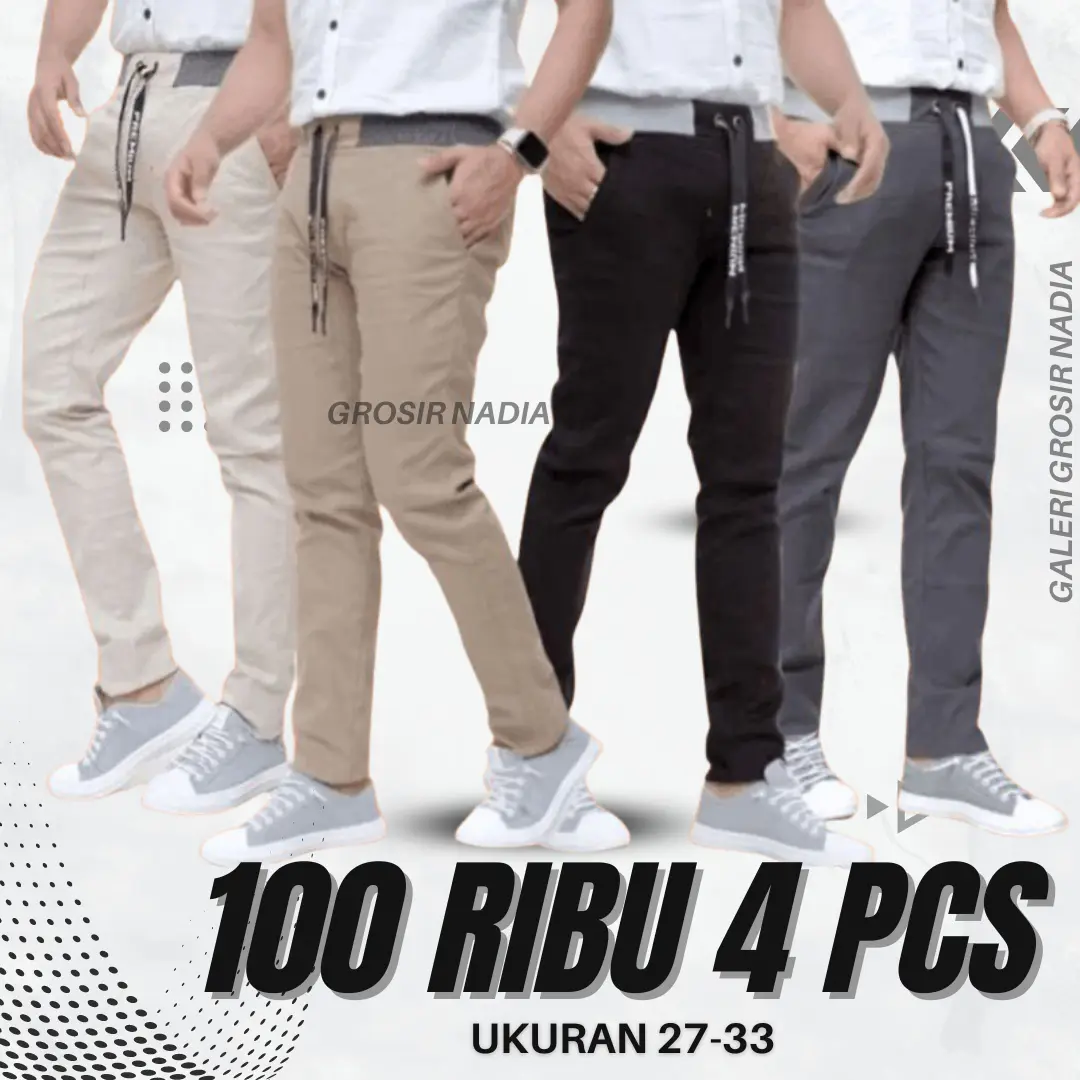 promo termurah celana 100ribu dapat 4 pcs  panjang  cinos chino katun   formal  slimfit Pria Kantor
