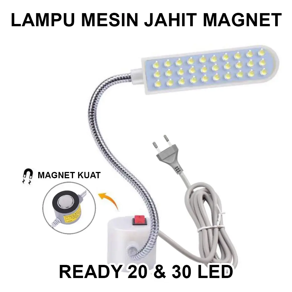 COD Lampu Mesin Jahit LED Magnet Putih Terang 20 / 30 Titik LED Model Belalai -IBZ PUTIH  Portabel