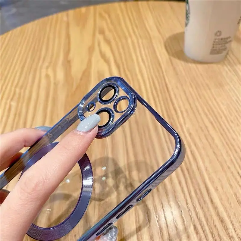 CASE MAGSAFE ELECTROPLATING METALIC MAGNETIC IPHONG 11 12 13 14 15 PRO MAX PLUS LENS GUARD PROTECTOR FULL COVER Softcase 8