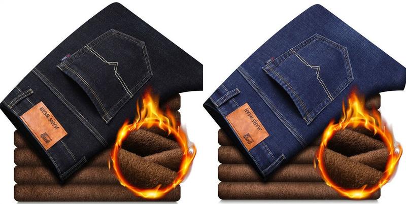 Product Introduction of Quần Jean Dày Lót Lông Cừu Cho Nam, Thẳng, Rộng, Co Giãn, Cỡ Lớn, Thắt Lưng Cao, Nhung, Cha Trung Niên, Quần Mùa Đông Ấm Áp 10