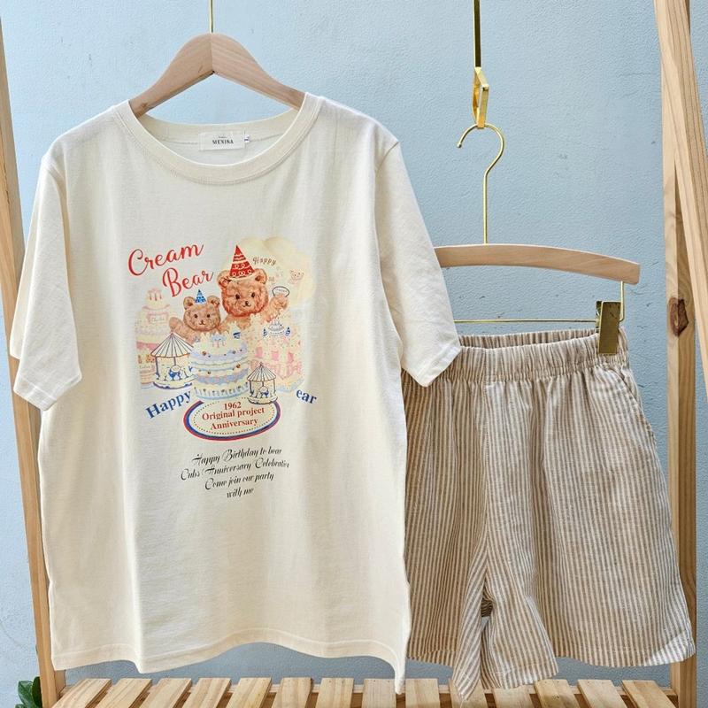Set đồ nữ áo thun cotton In hình QUẦN ĐÙI SỌC LINEN thời trang ANHSTORE Set đồ nữ mặc dạo phố siêu dễ thương Women Nhung