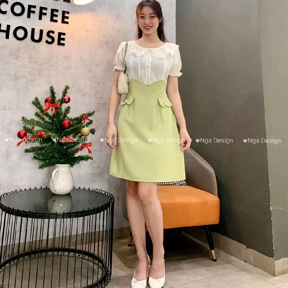 ND54 Nga Design váy cho con bú chất liệu chéo hàn đẹp trẻ trung che bụng