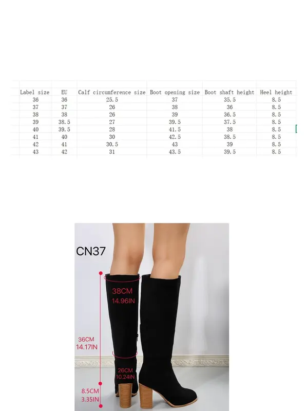 Women's Fashionable Solid Zipper Design Boots, Casual Comfortable Knee High Heels Boots for Daily Wear, Non-slip All Match Pointed Toe Winter Shoes for Party, Club 4