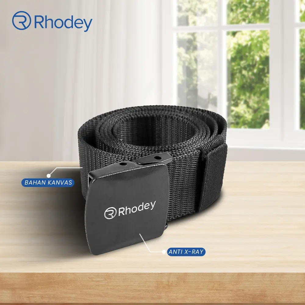Termurah Rhodey Tali Ikat Pinggang Pria Anti Xray Plastik Automatic Buckle - 899 - Black