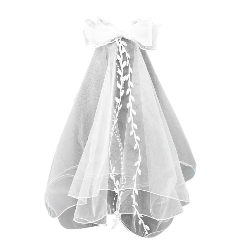 behydes- Hair Decoration Curly Hair Bridal Princess Bow Hair Accessories for Wedding Photography and Performance Bridal Double Layer Head with Hair Comb 0