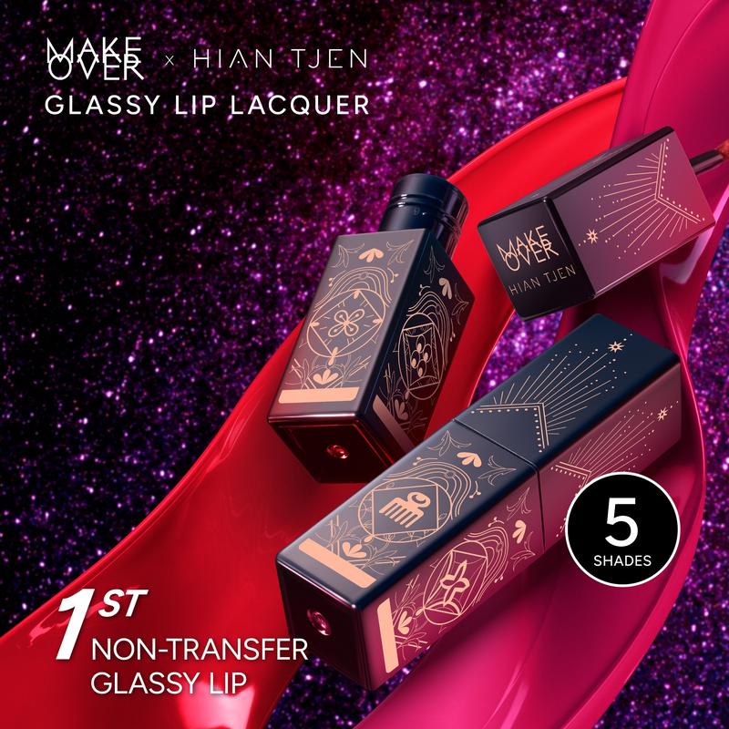 MAKE OVER Glassy Lip Lacquer X Hian Tjen - Lip Gloss Lip Tint Lipcream Lip Cream Lipstick Make Up Pigmented BEST SELLER long lasting time less stain with euphoria 3