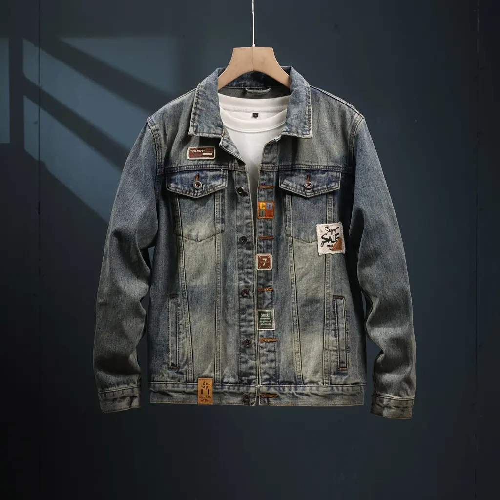 563 Áo Khoác Denim Cổ Điển Dành Cho Nam, Chất Lượng Cao Menswear Có Cổ áo  khoác áo  khoác Jacket