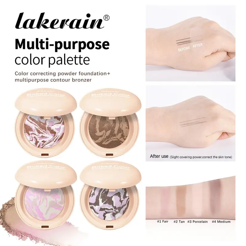 Long-lasting Color-correcting Foundation Palette, 1 Count Baked Color Correcting Foundation Palette, Multi-purpose Makeup Palette for Women 3