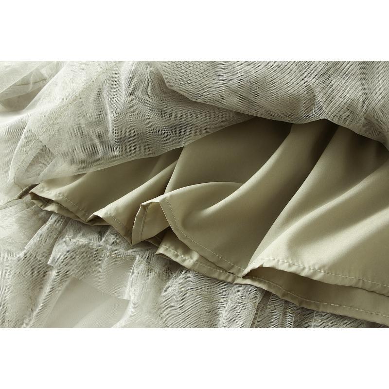Product Introduction of Váy Bánh Lưới Bất Đối Xứng Dài Trung Bình Cạp Cao, Viền Lớn, Váy Gạc Cổ Tích Bồng Bềnh Váy Dài, 1279, Dành Cho Nữ, Gợi Cảm Và Hấp Dẫn, CH-TKSHOP Voan Women Voi Bo Chun 26
