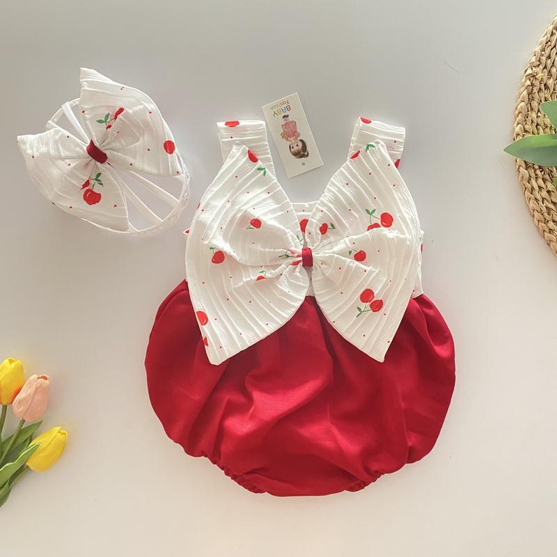  Body Nơ Đỏ Kèm Nơ Đầu Cho Bé Trẻ sơ sinh Đủ Size 3-13kg Chất Tơ Gân Phối Phi Tuyết Mềm Mịn Mát Màu Đỏ 