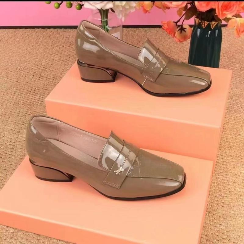 Giày Cao Gót, Da Thật, Dành Cho Nữ, Phong Cách Anh Quốc, Gót Chunky, Da Bóng, Giày Lười, Gót Trung Bình Hàng Mới Về Mùa Lò Xo Và Mùa Thu 2024 8
