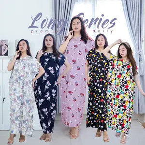 [DASTER LONG SERIES - Motif Viscose] Daster Jumbo LD 135 Adem Tebel Cantik Motif Tidak Luntur Bumil Tidur Panjang Pendek Rayon fit