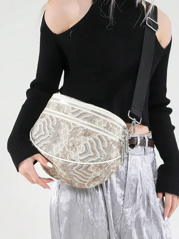 Women's Fashionable Fanny Pack, Casual Versatile Solid Color Sling Bag with Wide Strap, Trendy All-match Chest Bag for Daily Used 5