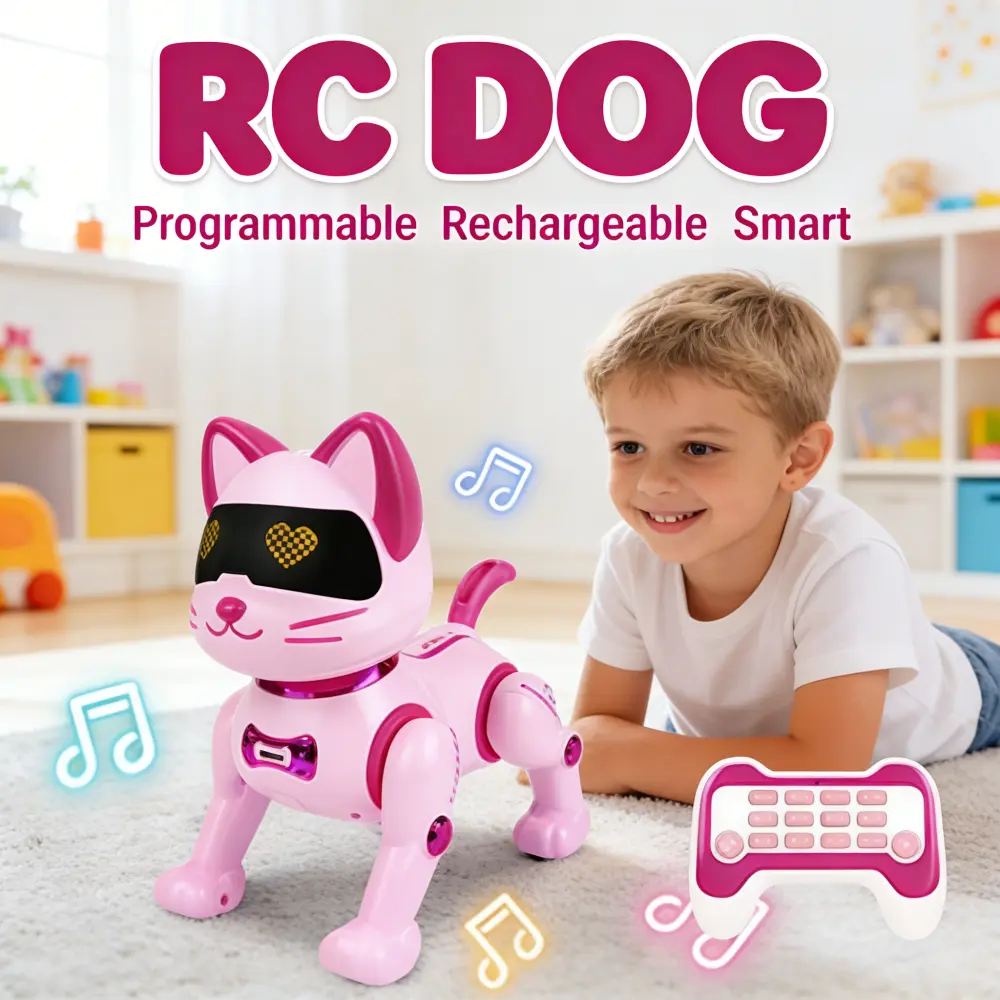 Kursus Coding Interaktif Anjing & Kucing Robot WND264: Pelajaran Akrobatik, STEM, Hadiah Anak 5-10 Tahun, Dengan Baterai Tangguh, UK 20x15x10 cm