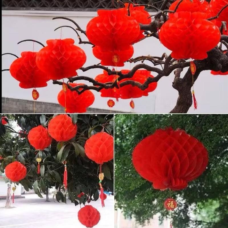 Đèn lồng đỏ trang trí Tết đủ size, Lồng đen nilon chữ phúc chống thấm nước 4