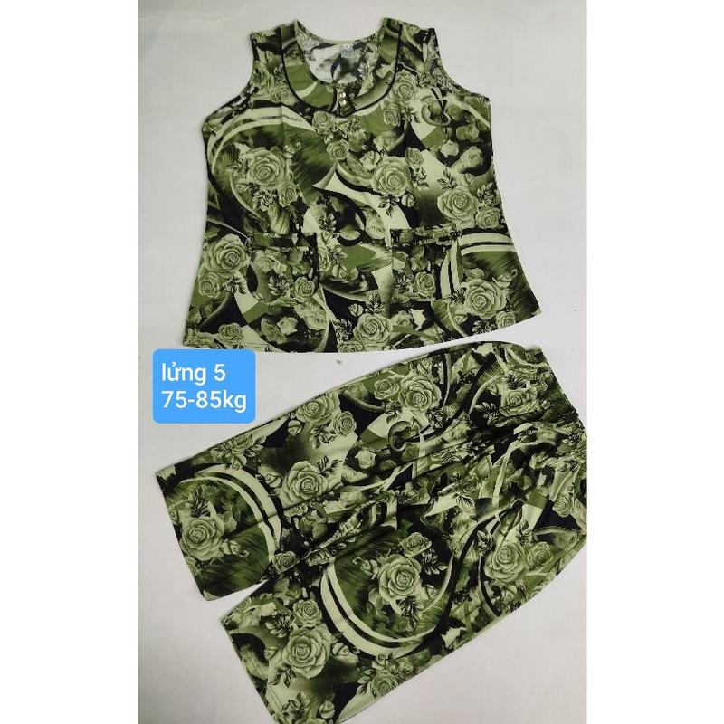 Product Introduction of [sát nách] Size 5 từ 75-85kg mẫu bộ lửng cho nữ vải thun lạnh, mặc nhà mát, phom to, co giãn {Áo Women Quần Ngủ} Nhung Voi 23