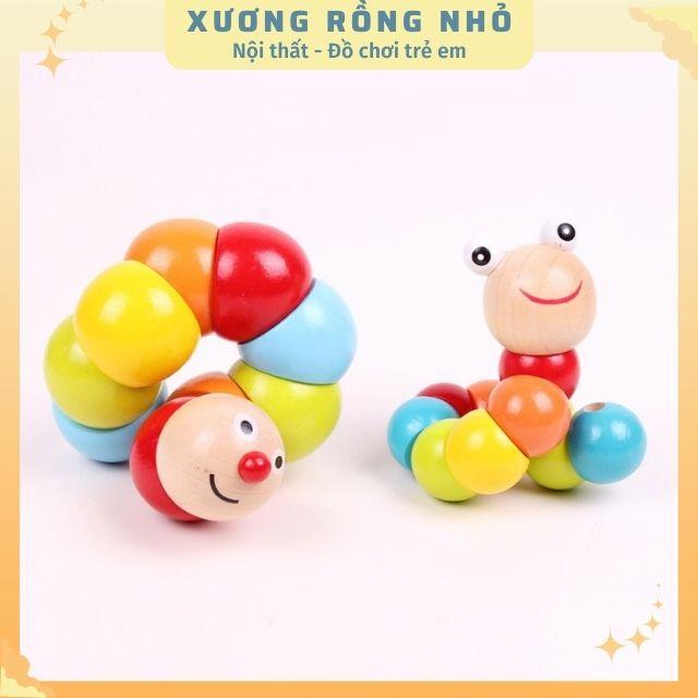 Đồ Chơi Con Sâu Gỗ - Uốn Dẻo - Nhiều Màu Sắc, đồ chơi gỗ phát triển trí tuệ, giáo cụ montessori, Xương Rồng Nhỏ 1