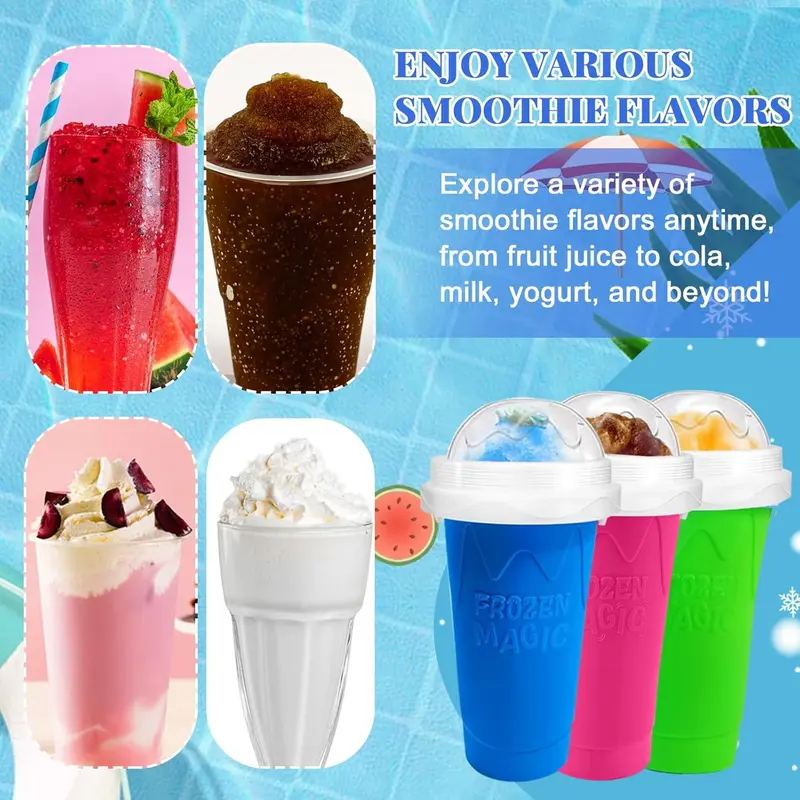 Smoothie Cup, 2 Counts/set Frozen Magic Squeeze Cup, Portable Smoothie Squeeze Cup for Juice, Milk & Ice Cream Making, Kitchen 3