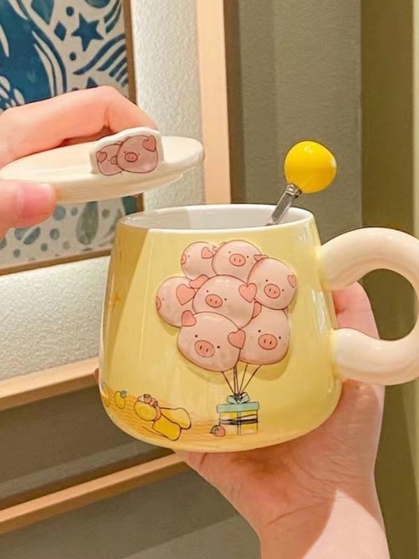Cốc sứ quai chùm bóng, ly uống nước cafe kute dễ thương hài hước, đồ quà tặng sinh nhật người kèm nắp thìa cực chill 6