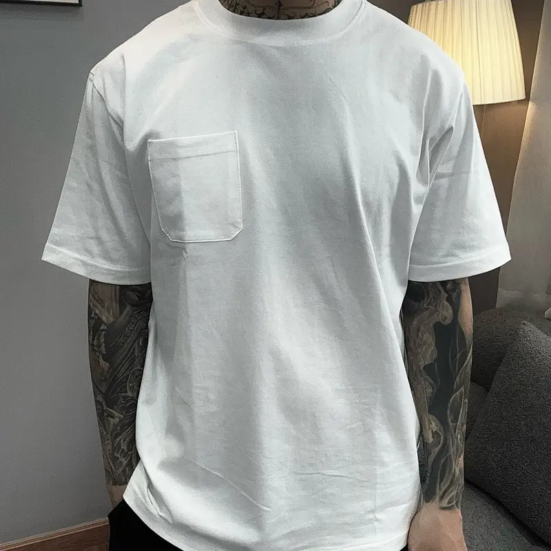 Áo thun trơn nam form regular fit đơn giản túi trước ngực 100% coton 2 chiều brand MASS STUDIO Cổ Tròn Menswear Cotton 1