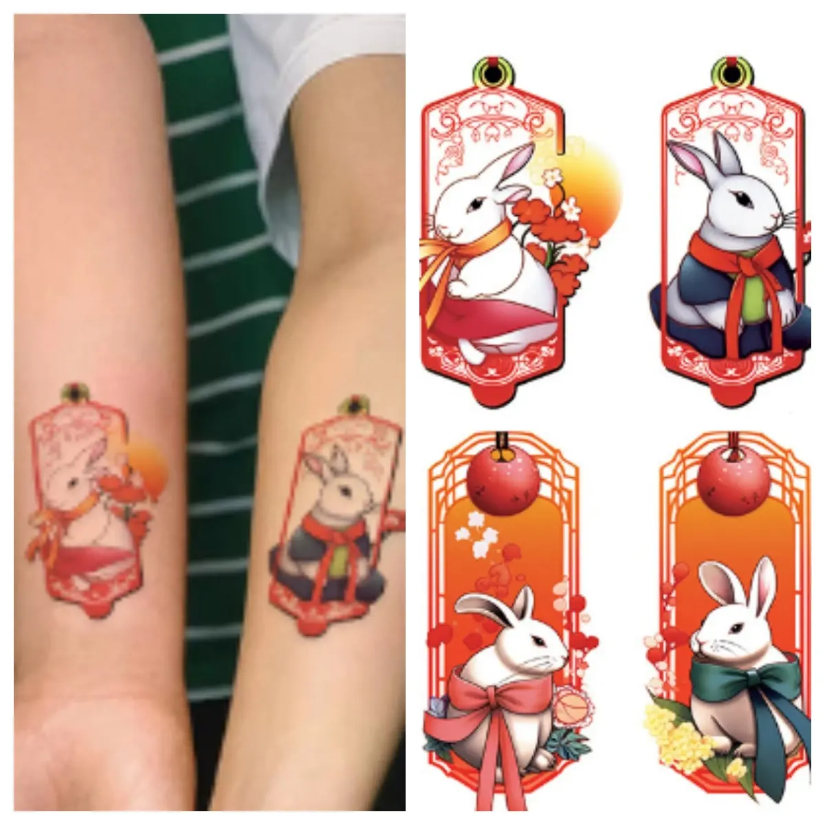 【JIETattoo】Tattoo sticker female waterproof advanced sense finger small pattern arm collarbone Instagram couple stickers Valentine's Day gift