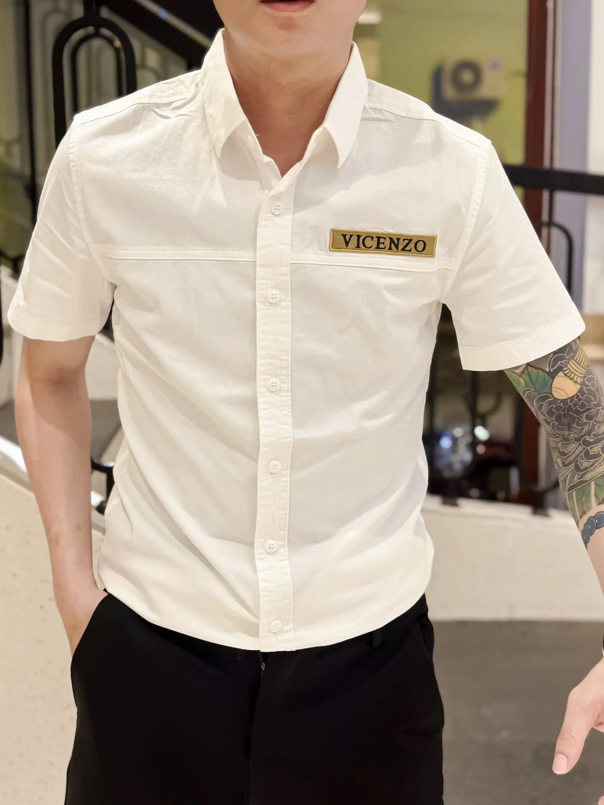 Áo sơ mi kaki vicenzo Menswear 3372 TAY NGẮN