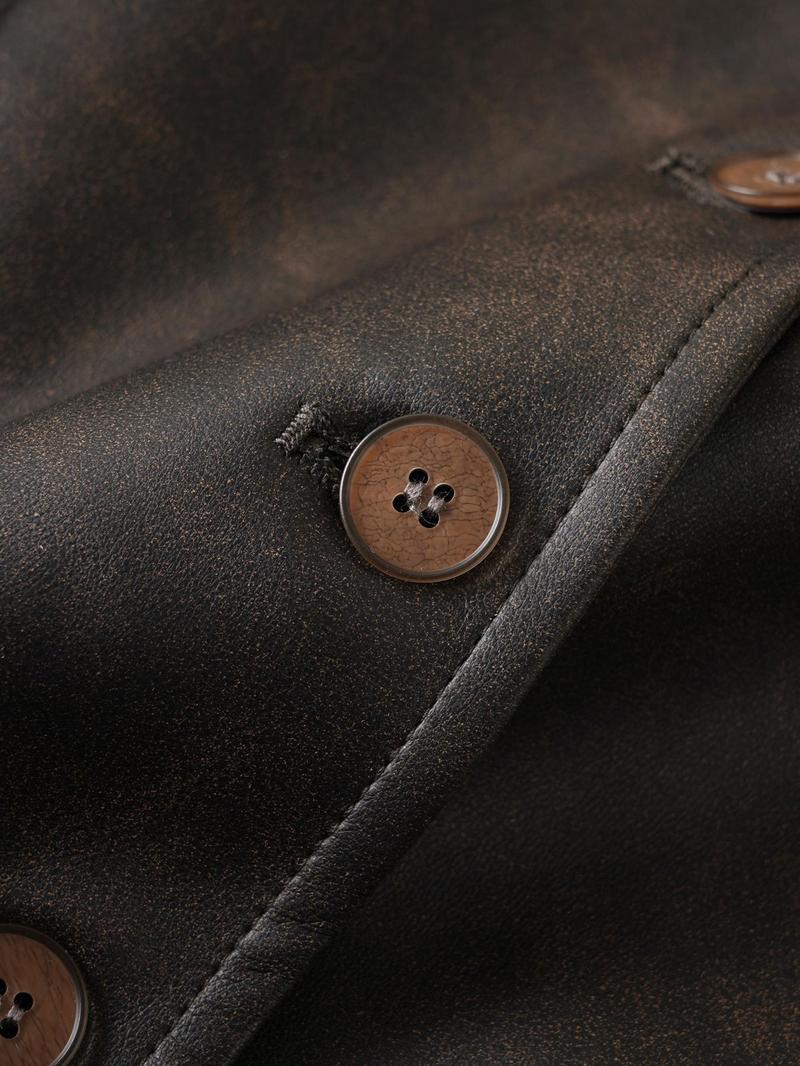 Product Introduction of Women's Solid Color Button Front Pu Leather Vest, Fashion Casual V Neck Outerwear for Work Office Business, Ladies Spring & Fall Clothes 9