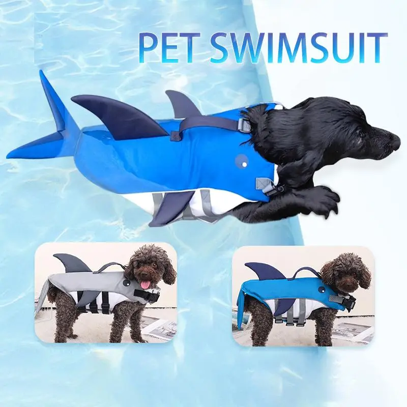 Summer Pet Dog Swimsuit Waterproof Shark Puppy Life Jacket Breathable Dog Clothes Harnesses Swimming Safety for Dog Pet Supplies