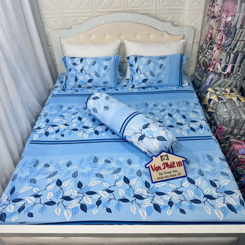 Mẫu dây lá có 3 màu-Bộ ga gối lên vỏ ôm khóa kéo may bít đầu 2