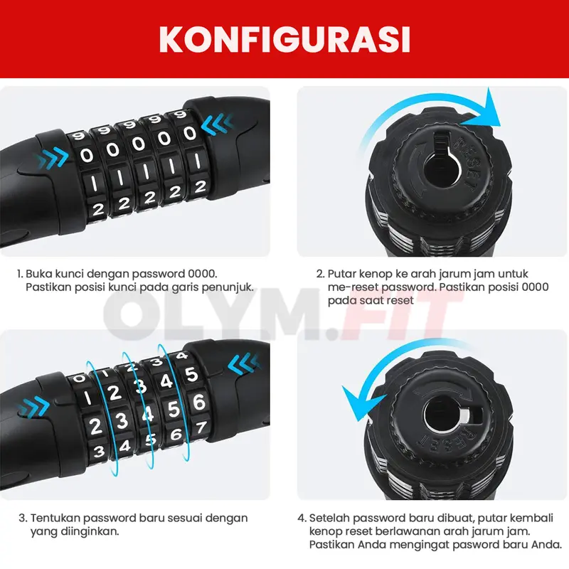 Kunci Gembok Sepeda 4 5 Digit Kombinasi Anti Maling Key Lock MTB Road Bike Seli Lipat 4