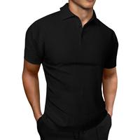 JMIERR Mens Knit Polo Shirts Button Up Textured T Shirts Casual Solid Color Slim Fit Short Sleeve Summer Golf Tee Shirt