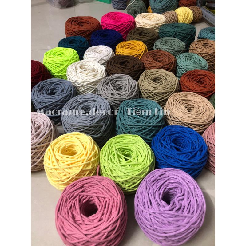 Cuộn dây dệt cotton thắt macrame, móc túi size 3mm - 250gram Handmade Diy moc lenco
