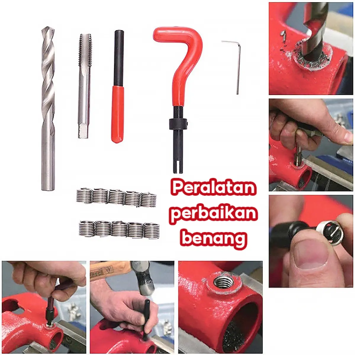 Recoil Heli-coil Thread Repair Pro M6 M8 M5 M10 Alat Mobil Motor Ulir Kit Insert Busi Untuk Baut Benang Car