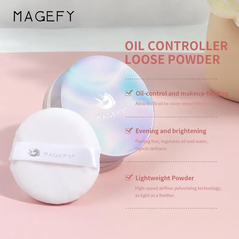 MAGEFY Oil Controller Loose Powder Silky Smooth Setting Powder Natural Bedak Tabur 8028 Cushion Lasting 1
