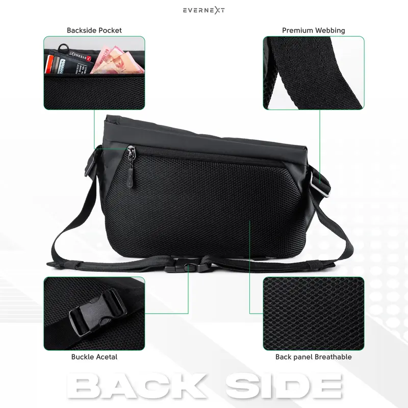 EVERNEXT Tas Selempang Wateproof Pria Sling Bag Pria Anti Air Messenger Bag Volta Tas Selempang Pinggang Multifungsi Pria 7