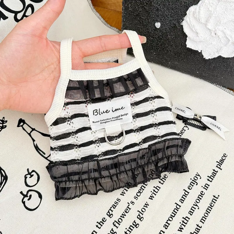 Striped Pattern Pet Dress, 1 Count Breathable Pet Clothes, Summer Thin Pet Camisole, Pet Clothing for Dogs & Cats, Dog & Cat Clothing Supplies 5