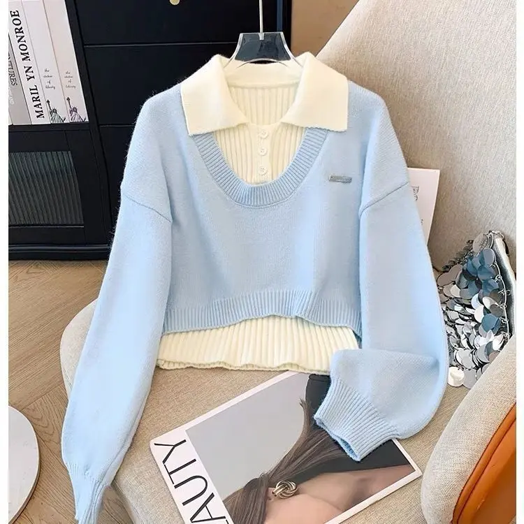 Bộ Hai Mảnh Áo Len Dệt Kim, Phong Cách Preppy, Dành Cho Nữ, Mùa Thu 2024 Và Mùa Đông, Bộ Đồ Thời Trang Nhìn Trẻ Trung Dễ Thương, Hàng Mới Về