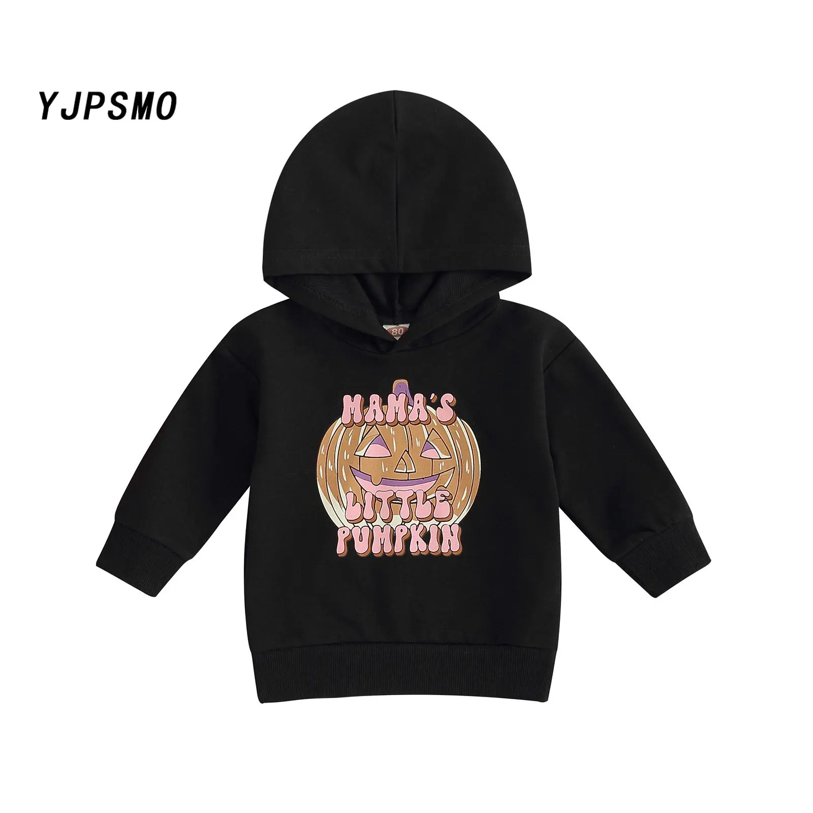 Boys Halloween Long Sleeve Letter Pumpkin Print Hooded Sweatshirts