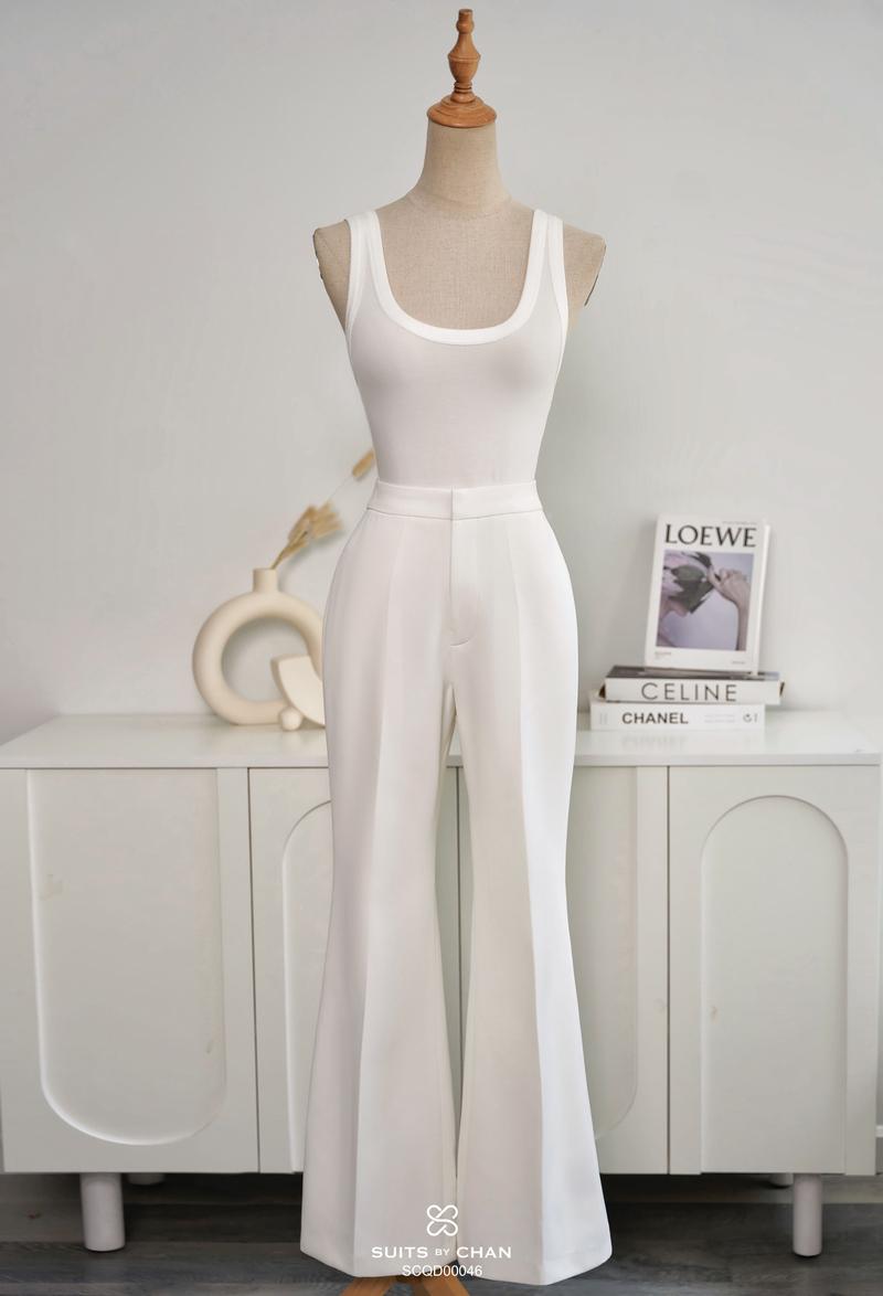 Product Introduction of SUITS BY CHAN - Áo sơ mi kiểu tay dài xếp li tà sau (Ko kèm belt), Quần dài ống loe - VKAO00530 SCQD00046 Nữ Women 54