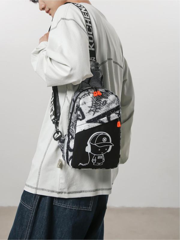 Fashionable Casual Letter Pattern Sling Bag, New Style Personality Trendy Chest Bag for Men, Casual Versatile High-quality Daily Commuting Bag 5